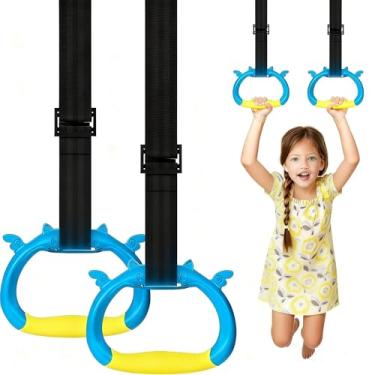 Imagem de FREHOMEE Anéis de ginástica profissionais, para adultos e crianças, suportam 200 libras, equipamentos de ginástica em casa, barra de puxar interna e externa para alongamento e aumento de altura (azul
