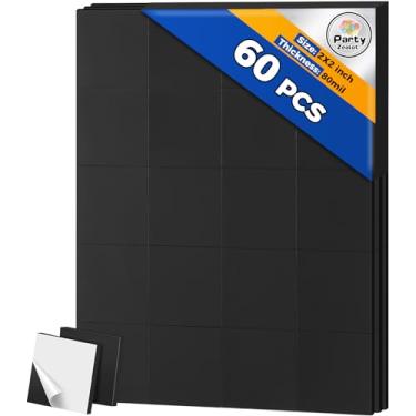 Imagem de Party Zealot 60 peças de ímãs quadrados de 5 cm com suporte adesivo, adesivos quadrados magnéticos de 80 mil, adesivos adesivos adesivos pré-cortados para projetos de artesanato DIY, quadro branco