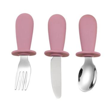 Imagem de Conjunto De Colher E Garfo De Silicone Para Bebês 3 Peças Utensílios D