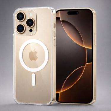 Imagem de Capa Capinha Case para (iPhone 16 Pro Max) Magnética Carregamento por Indução Transparente Premium Anti Impacto, Anti Amarelamento, Proteção de Câmera (iPhone 16 Pro Max)