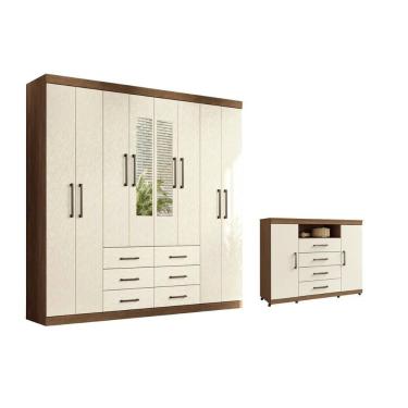 Imagem de Guarda Roupa +1cômoda Qc601 Jatoba/areia - Santos Andirá