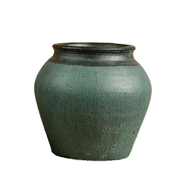 Imagem de URGDWEKJY Vaso de barro, vaso de barro, decoração de sala de estar, vaso de flores, vintage, respirável, flores secas, feito de velho vaso de barro, vasos de flores (B)