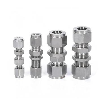 Imagem de Encaixe de tubo de compressão de virola dupla de aço inoxidável 304 mm 4 mm 6 mm 8 mm anteparo adaptador de conector reto (8 mm)