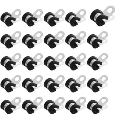 Imagem de AOMIKITSTU Braçadeiras de tubo 25 peças, correia de tubo de 2,5 cm, braçadeira de conduíte, braçadeiras de tubo de fio automotivo para gerenciamento e manutenção de linha