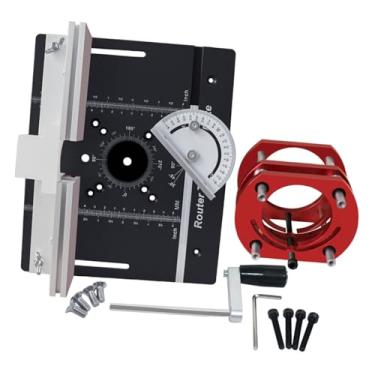 Imagem de Ｂｅｓｇａ Conjunto de placas de inserção para tupia de, suportes deslizantes para guia de de marcenaria, elevador de tupia, placa giratória para