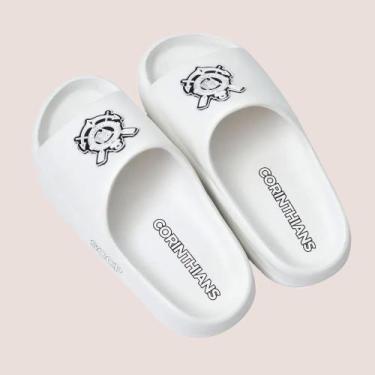 Imagem de Chinelo Nuvem Corinthians Slide Unissex Oficial Licenciado, Branco, 41