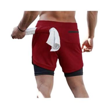 Imagem de Bermuda Masculina 2 Em 1 De Secagem Rápida Para Corrida, Treino De Gin