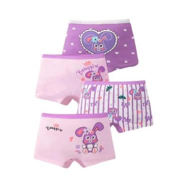 Imagem de Calcinhas De Algodão Para Meninas Com Estampa Fofa Tamanho 3-11T 4pcs/