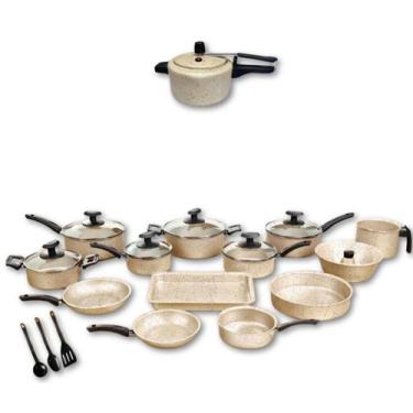 Imagem de Jogo de Panelas 17 Peças Com Panela de Pressão 2 litros Conjunto Kit T