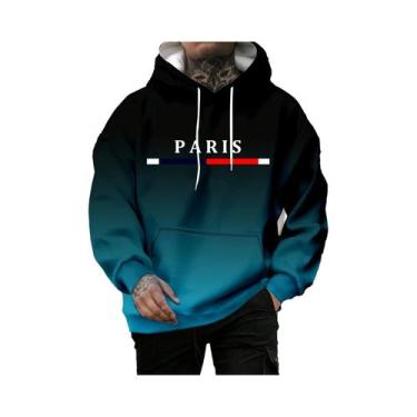 Imagem de Moletom Masculino Casual Com Capuz E Estampa 3D De Letras, Macio E Con