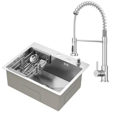 Imagem de Kit Cuba Gourmet Quebec 60cm Aço Inox 304 e Torneira Gourmet Milão Mon