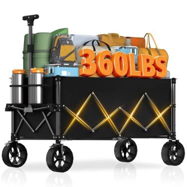 Imagem de Carrinhos extragrandes de 7,8 metros cúbicos dobráveis com capacidade de peso de 163 kg, vagão de praia resistente com rodas grandes para areia, todos os terrenos, dobrável, utilitário dobrável para