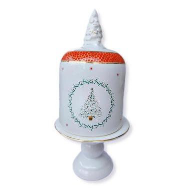 Imagem de Porta Panetone Cerâmica Faiança 33cm 500g Fileto Dourado - Luiz Salvad