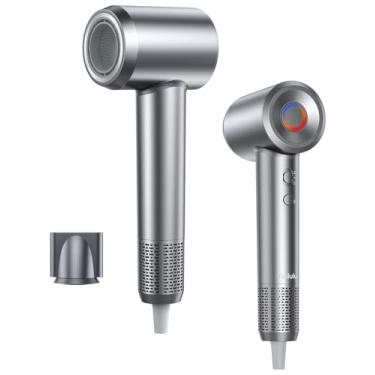 Imagem de Secador de cabelo, secador de cabelo iônico de alta velocidade de 160.000 RPM, portátil, leve, com 200 milhões de íons negativos, secagem rápida, secador de cabelo silencioso com bocal para viagens