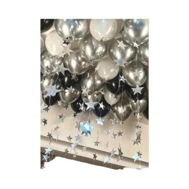 Imagem de Balões Metálicos Grossos Em Preto, Dourado, Prata E Branco, 43 Peças P