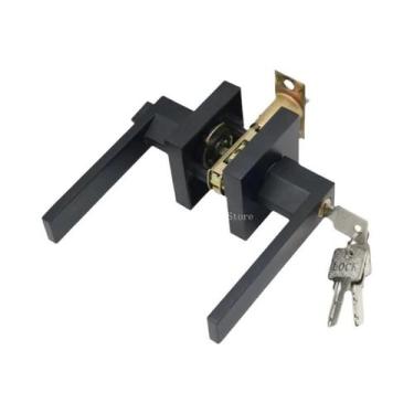 Imagem de Fechadura De Porta Quadrada Preta Para Quarto, Banheiro E Interiores R