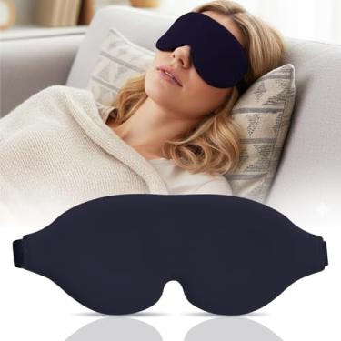 Imagem de Máscara de dormir com contorno de olhos com alça ajustável para adultos viagem descanso noturno avião cochilo capa leve para os olhos (amarelo)