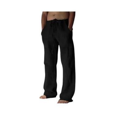 Imagem de Calças Longas De Algodão E Linho Masculinas, Soltas E Respiráveis, Em 