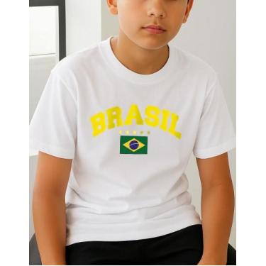 Imagem de Camiseta Algodão Infantil Estampa Brasil Estrelas 1001 Copa do Mundo J