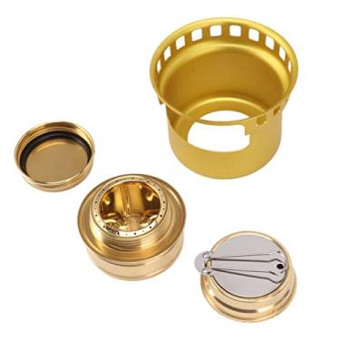 Imagem de Generic Fogão Portátil a álcool Compacto de Cobre à Prova de para Camping e Piquenique Com Material de Liga de Alumínio (Ouro)