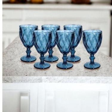 Imagem de Jogo 6 Taças Modelo Diamante Azul em Vidro 330ml - Casita