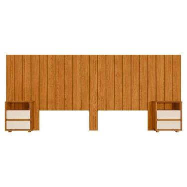 Imagem de Cabeceira Extensivel Com 2 Mesas Laterais Mdf Frida 315 Cm Cinamomo Off White Madetec