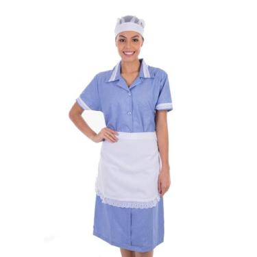 Imagem de Kit com 2 Vestidos em Tecido Algodão Com Avental para Copeira, Arrumad