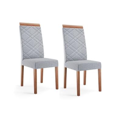 Imagem de Conjunto 2 Cadeiras Estofadas Atlas Madetal - Mel/Cinza
