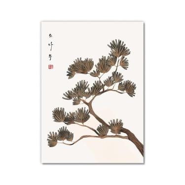 Imagem de Pôster em tela vintage coreano com citações Hangul pintura oriental decoração de arte de parede imagens de cultura coreana para sala de estar quarto decoração de casa (SKU4,40.6x50.8 cm = (40x50cm