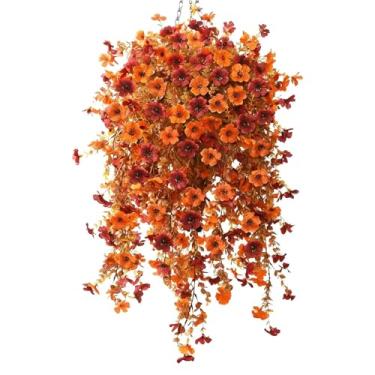 Imagem de Flores de outono falsas – planta de jardim, 60 cm resistente a raios UV para ambientes externos – para decoração de quintal de pátio interno, cerca de jardim, varanda, trilhos