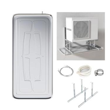 Imagem de Bandeja coletora de ar condicionado de aço inoxidável - Bandeja de drenagem condensada durável com kit de montagem para janelas e mini unidades AC divididas - Acessório essencial