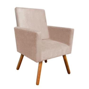 Imagem de Poltrona Decorativa Nina Suede Bege com Encosto Alto - D'Rossi