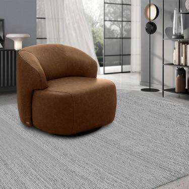 Imagem de Poltrona Decorativa Charlote Sala De Estar Base Giratória Em Aço Couro Marrom Claro Manchado G88 - Gran Belo