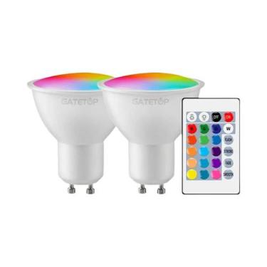 Imagem de Lâmpada LED RGB GU10 6W Dimerizável Com Controle Remoto De 24 Teclas C