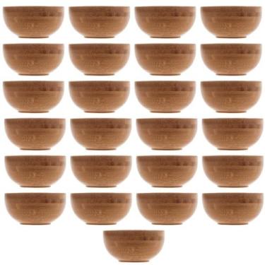 Imagem de Kit 25 Bowls Molheira Redonda de Bambu 8x4cm Petisqueira Pequena Lyor 