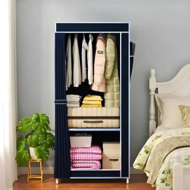 Imagem de Guarda Roupa Azul Closet Organizador Solteiro com Bolsos Laterais Mont