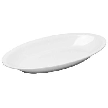 Imagem de kit 2 Travessa Oval Melamina Branca 45x24x5cm Bandeja Forma Porções Bu