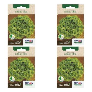 Imagem de Kit 4 Sementes Alface Crespa Elba Alta Germinação Horta 700mg - Topsee