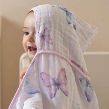Imagem de Toalha de Banho Bebê Soft 80 cm x 80 cm Baby Joy, Borboletinhas