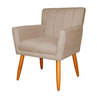 Imagem de Poltrona Decorativa Sala Cadeira Estofada c/ Pé palito Suede - Gold Ho