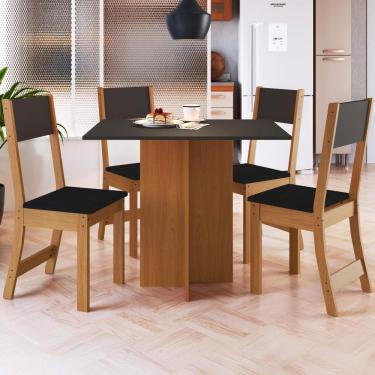 Imagem de Conjunto Sala de Jantar Fidelitá Roma Com 4 Cadeiras Freijó/Preto/Preto