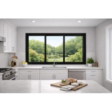 Imagem de Janela de Correr 3 Folhas Max Alumínio Preto 120x120 Linha 25 - Brecor