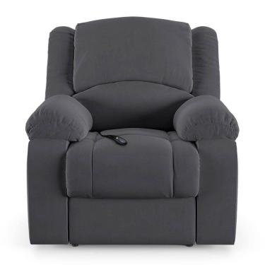 Imagem de Poltrona Do Papai Reclinável Sala De Cinema Barcelona Controle Elétrico Usb Veludo Cinza Grafite