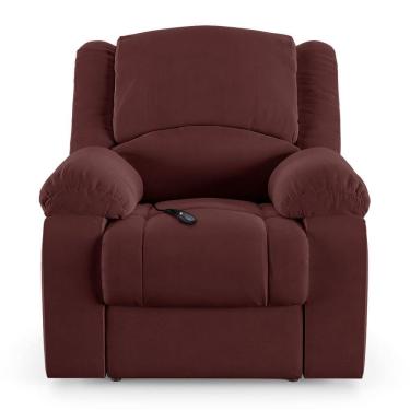 Imagem de Poltrona Do Papai Reclinável Sala De Cinema Barcelona Controle Elétrico Veludo Vinho