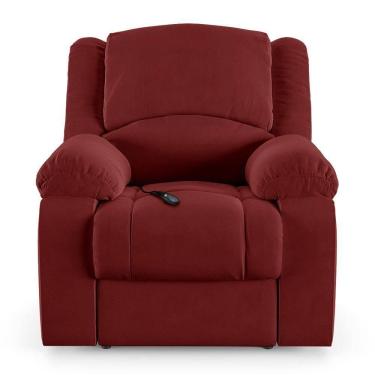 Imagem de Poltrona Do Papai Reclinável Sala De Cinema Barcelona Controle Elétrico Usb Veludo Vermelho