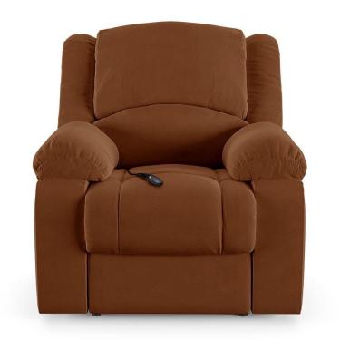 Imagem de Poltrona Do Papai Reclinável Sala De Cinema Barcelona Controle Elétrico Usb Veludo Terracota