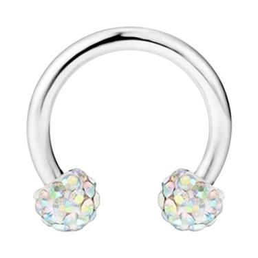 Imagem de Piercing De Argola 16G Em Aço Cirúrgico Com Cristal Cúbico Para Lábio,
