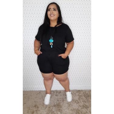 Imagem de Macaquinho Saruel Barra Italiana Slim e Plus Size - Ziriguipê, Preto