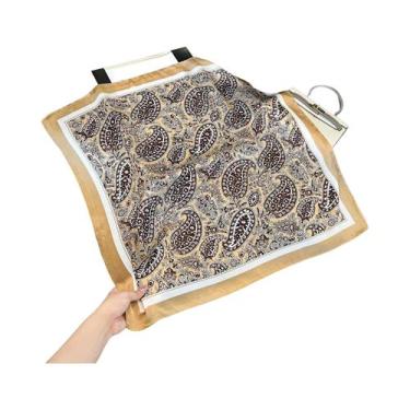 Imagem de Lenço Quadrado De Seda Luxuosa Para Mulheres, Estampado, Para Enrolar 