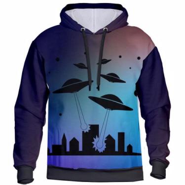 Imagem de Blusa de Frio Moletom Masculino Feminino Alien 3D HD ET Com Capuz Flan
